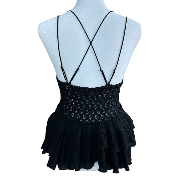 🚫 SOLD Free People Adell Cami Y2K Fairycore Black M - Picture 4 of 11